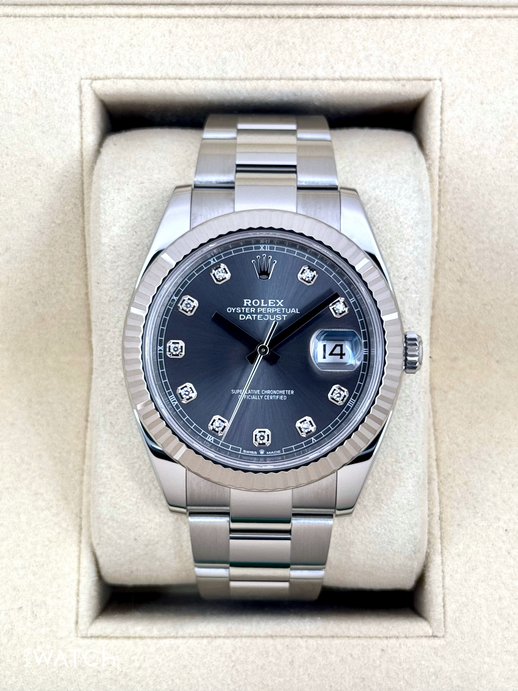 2022 Rolex Datejust 41mm 126334 Stainless Steel Oyster Rhodium Diamond Dial