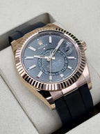 NEW 2026 Rolex Sky-Dweller 42mm 336235 Rose Gold Oysterflex Rhodium Dial - STICKERED