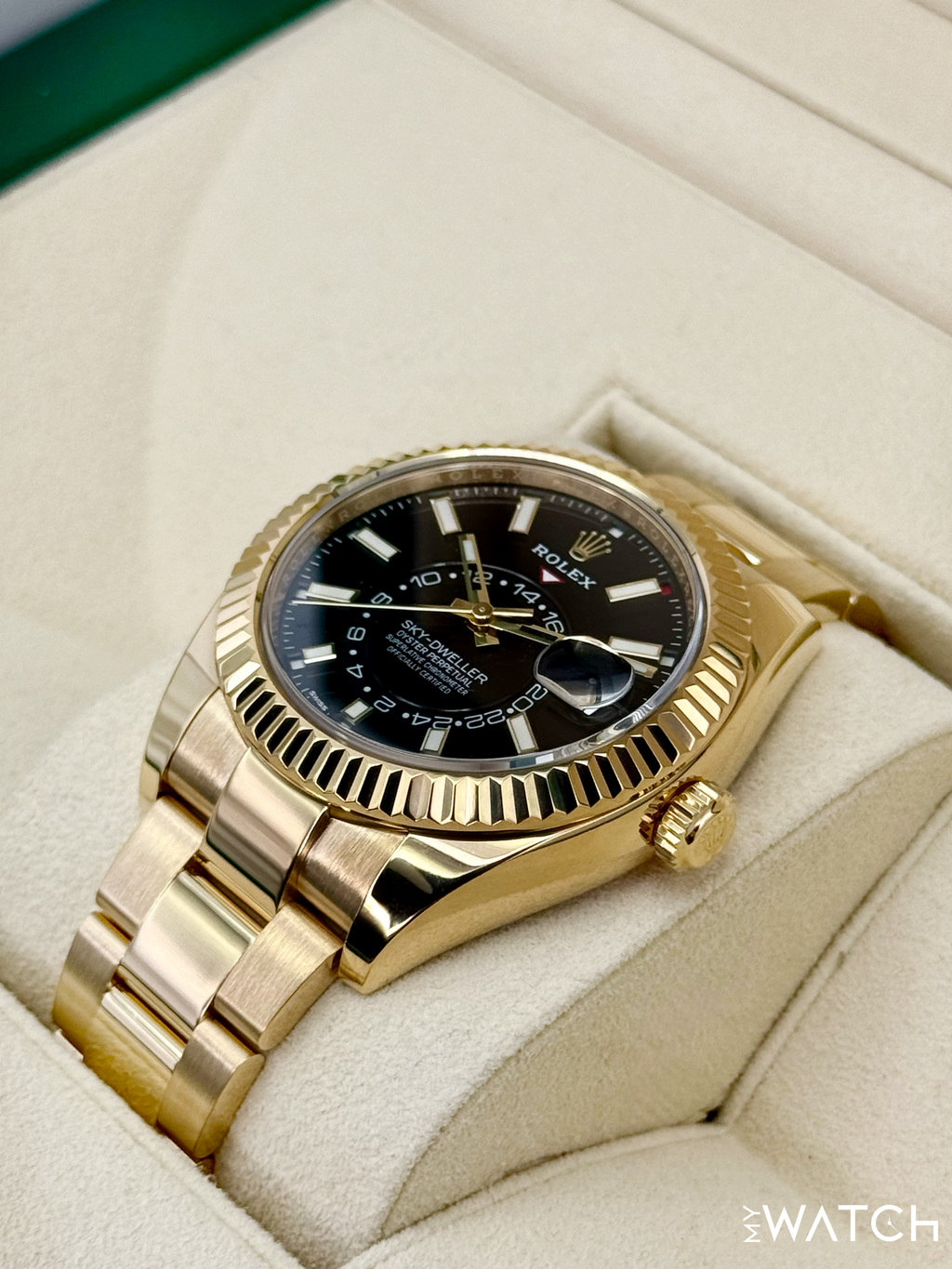 2019 Rolex Sky-Dweller 42mm 326938 18K Yellow Gold Oyster Black Dial
