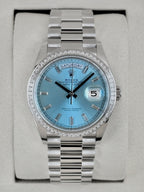 NEW 2026 Rolex Day-Date 36mm 128396TBR Ice Blue Roman Numeral Dial (NEW STYLE CARD)