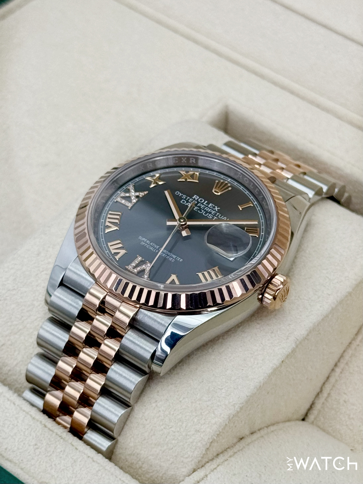 2023 Rolex Datejust 36mm 126231 Two-Tone Jubilee Slate Rhodium Diamond Dial