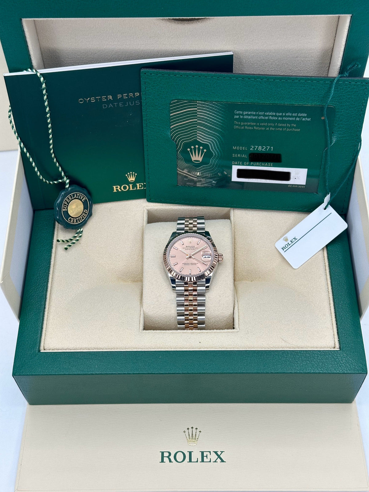 NEW 2025 Rolex Lady Datejust 31mm 278271 Two-Tone Jubilee Pink Dial