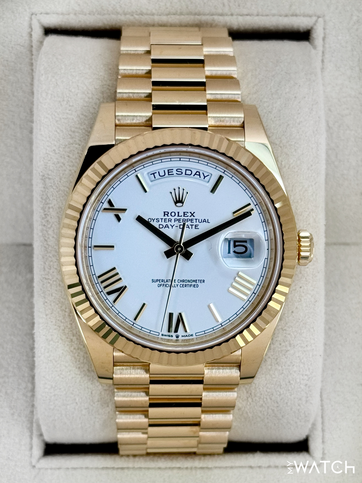 2024 Rolex Day-Date 40mm 228238 Presidential White Dial