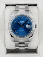 2023 Rolex Datejust 41mm 126300 Stainless Steel Oyster Blue Roman Numeral Dial