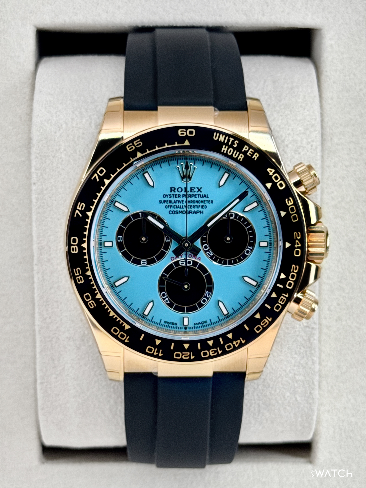 NEW 2026 Rolex Daytona 40mm 126518LN Yellow Gold Oysterflex Turquoise Dial (STICKERED)