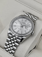 2021 Rolex Datejust 36mm 126284RBR Stainless Steel Jubilee Diamond Bezel Silver Dial