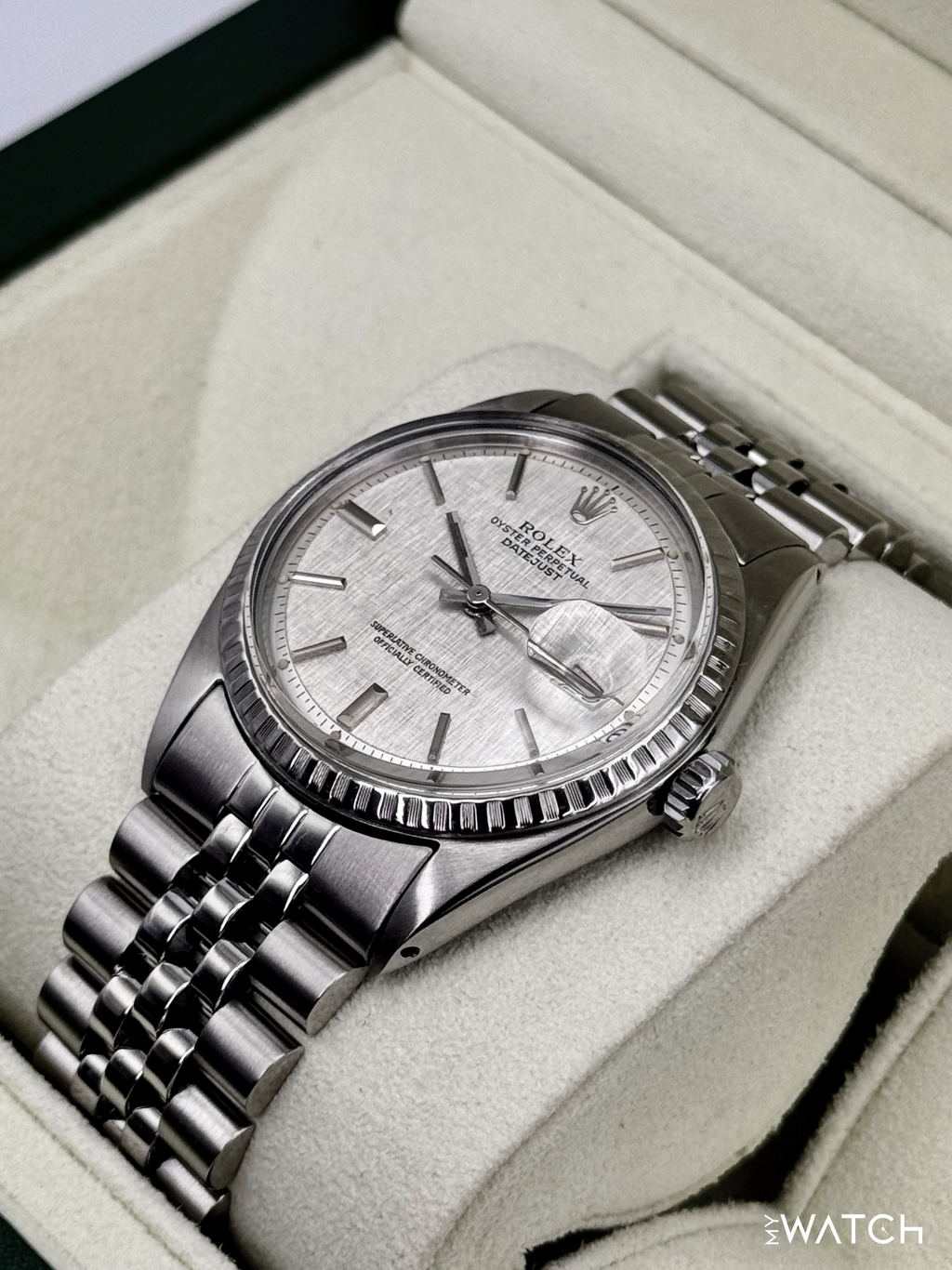 1970 Rolex Datejust 36mm 1603 Stainless Steel Jubilee Silver Linen Dial