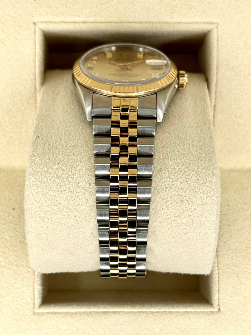 1991 Rolex Datejust 31mm 68273 Two-Tone Jubilee Champagne Diamond DIal