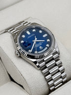 2024 Rolex Day-Date 36mm 128239 Presidential White Gold Blue Ombre Diamond Dial
