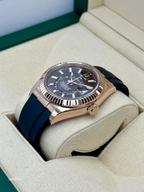 2022 Rolex Sky-Dweller 42mm 326235 Rose Gold Oysterflex Chocolate Dial