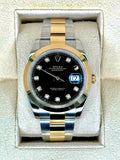 2023 Rolex Datejust 41mm 126303 Two-Tone Oyster Black Diamond Dial