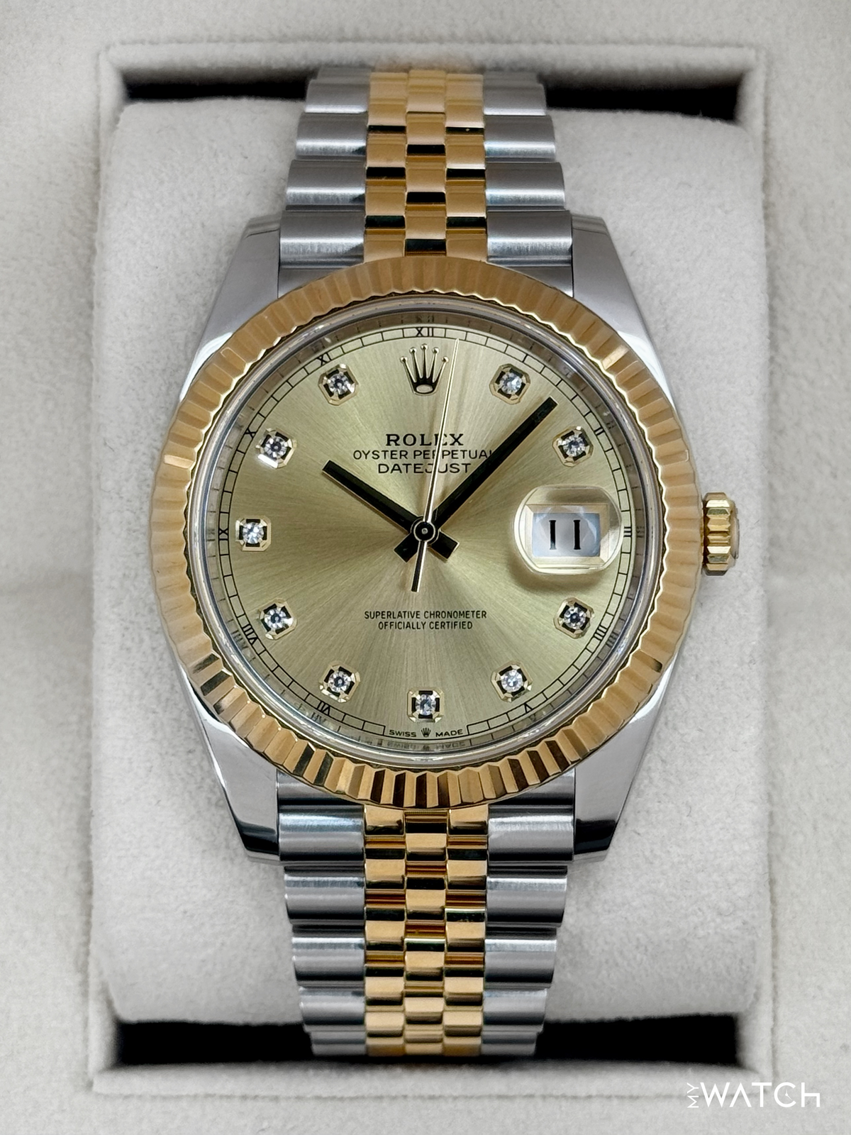 2023 Rolex Datejust 41mm 126333 Two-Tone Jubilee Champagne Diamond Dial