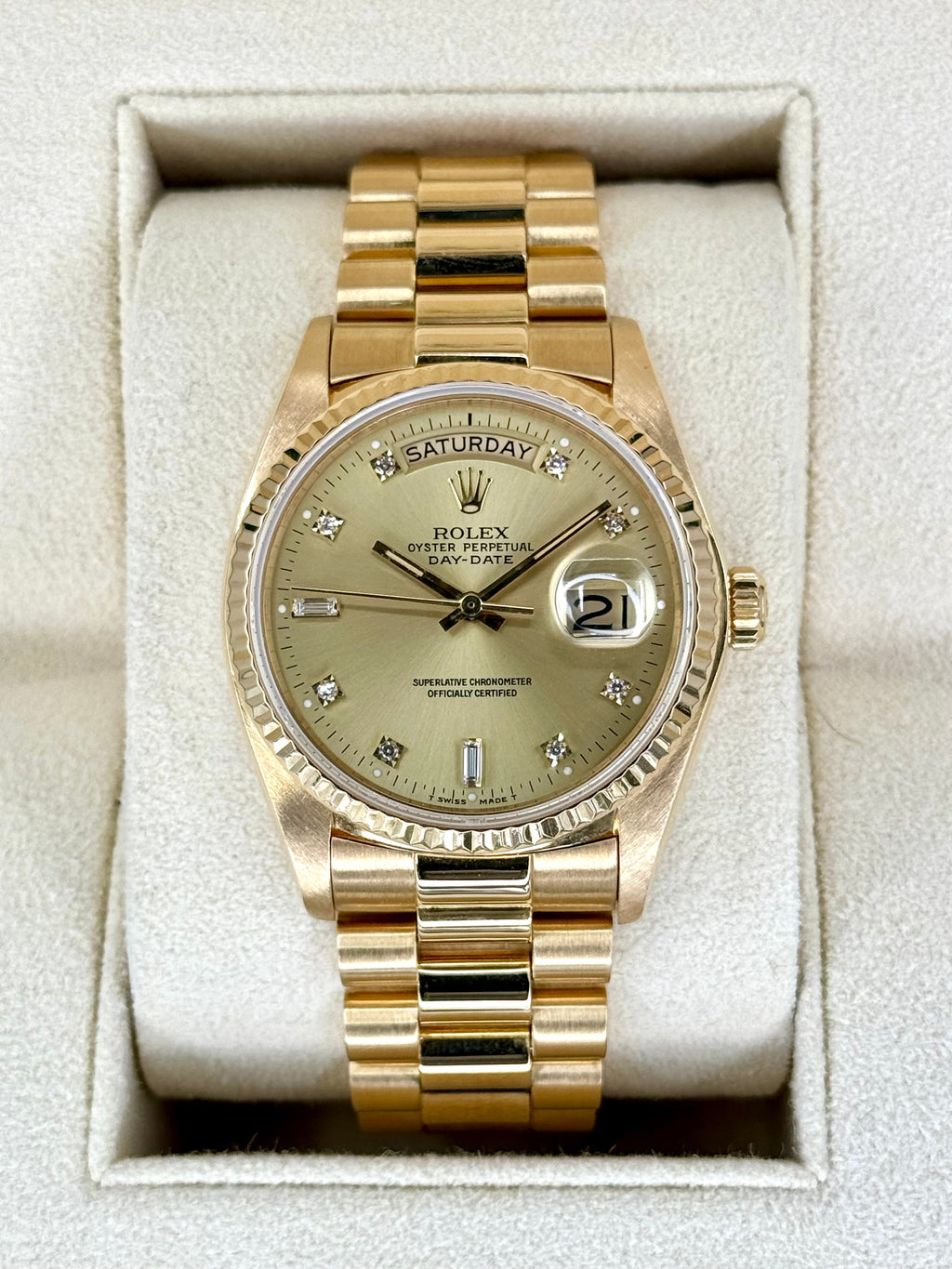 1983 Rolex Day-Date 36mm 18038 Presidential Champagne Diamond Dial