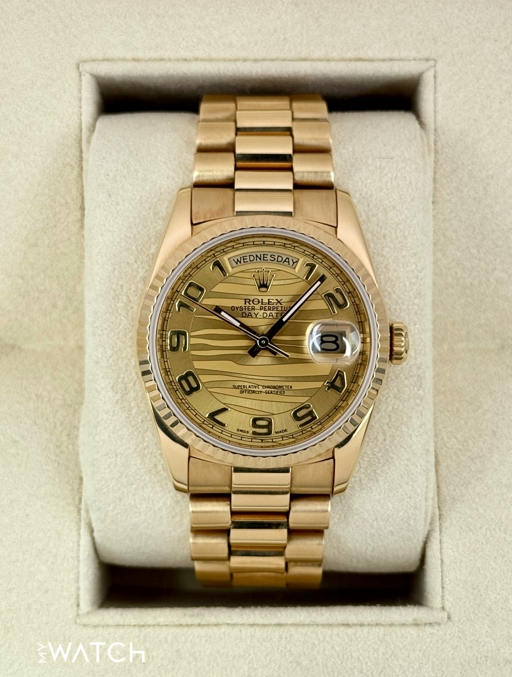 1989 Rolex Day-Date 36mm 18238 Presidential Champagne Wave Dial