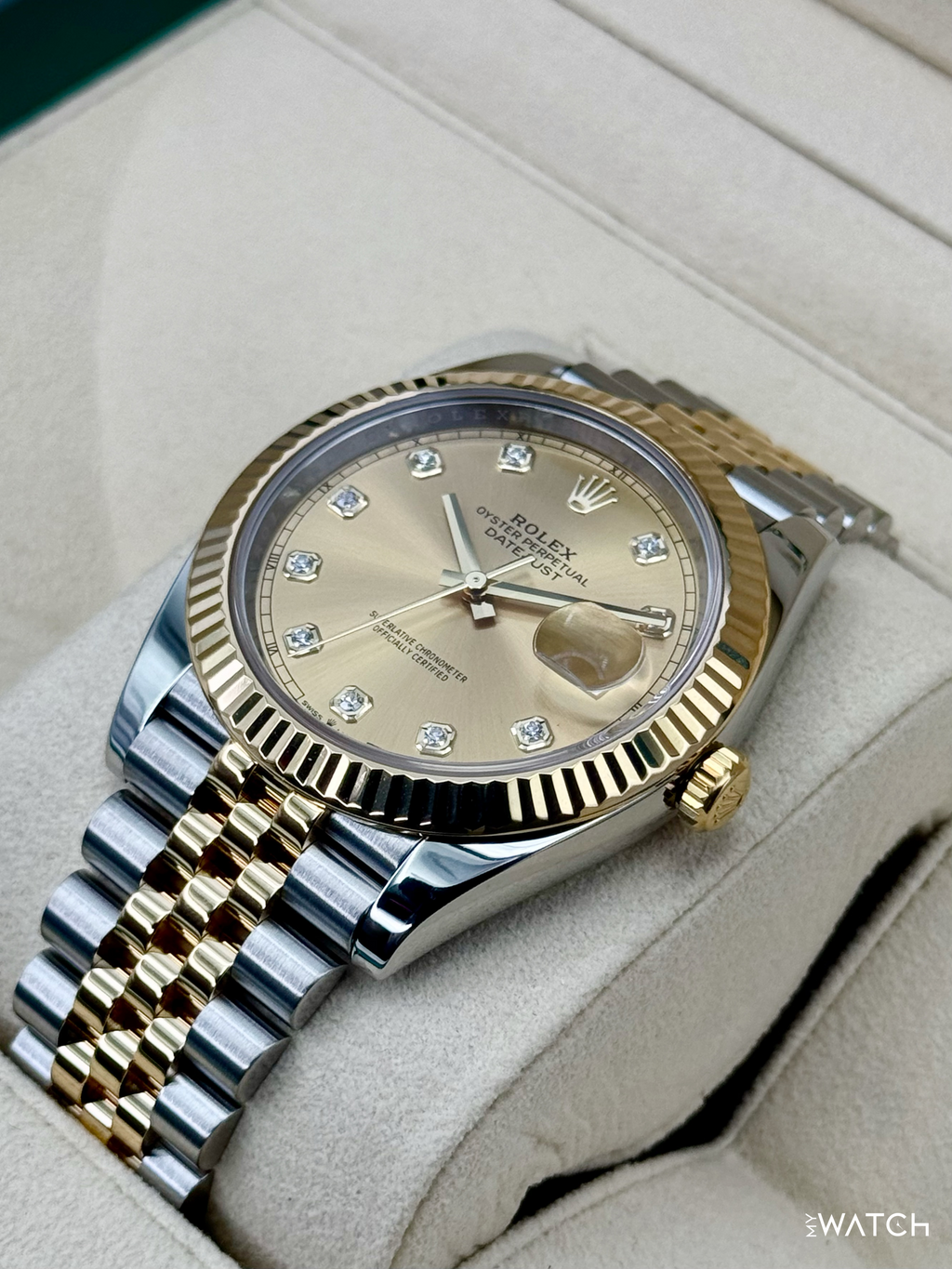 2022 Rolex Datejust 41mm 126333 Two-Tone Jubilee Champagne Diamond Dial