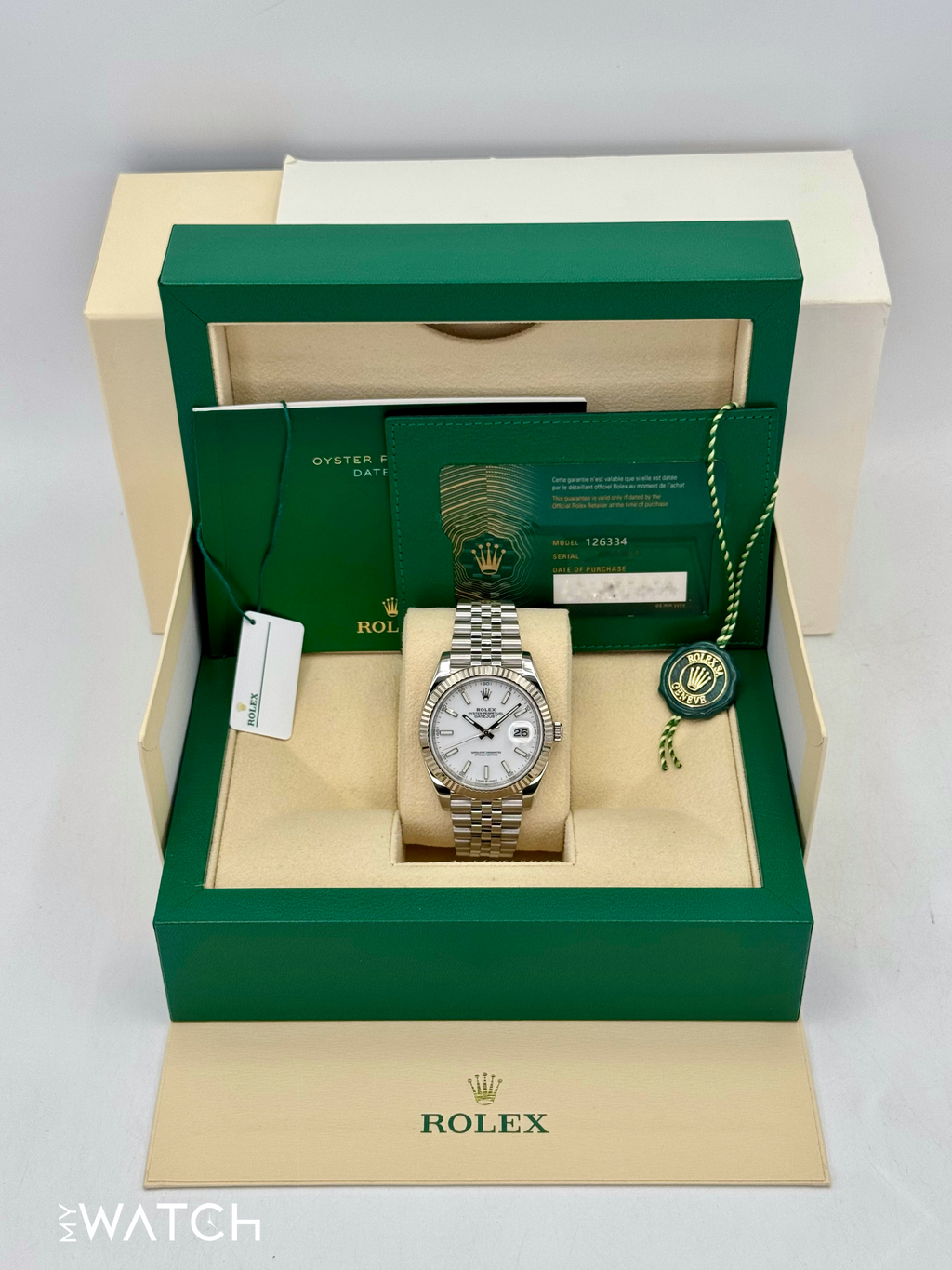 2022 Rolex Datejust 41mm 126334 Stainless Steel Jubilee White Dial