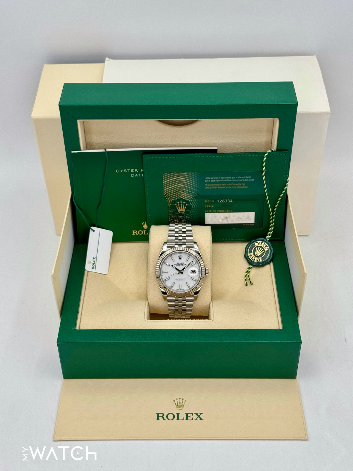 2022 Rolex Datejust 41mm 126334 Stainless Steel Jubilee White Dial