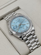 NEW 2026 Rolex Day-Date 36mm 128396TBR Ice Blue Roman Numeral Dial (NEW STYLE CARD)