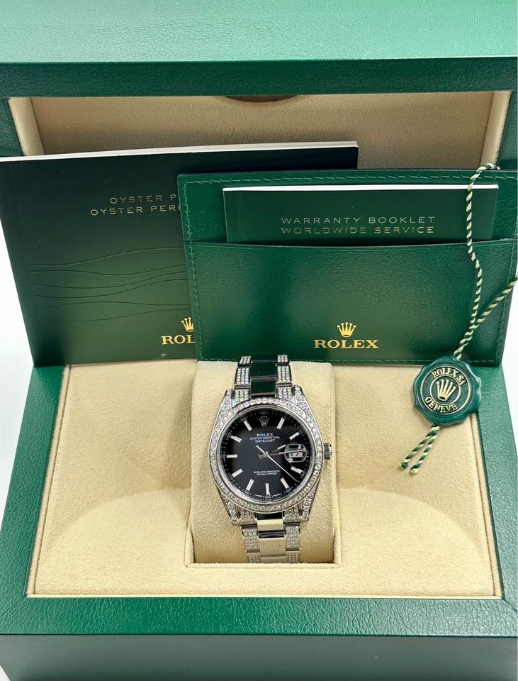 Rolex Datejust 41mm 126300 Diamonds Oyster Black Stick Dial