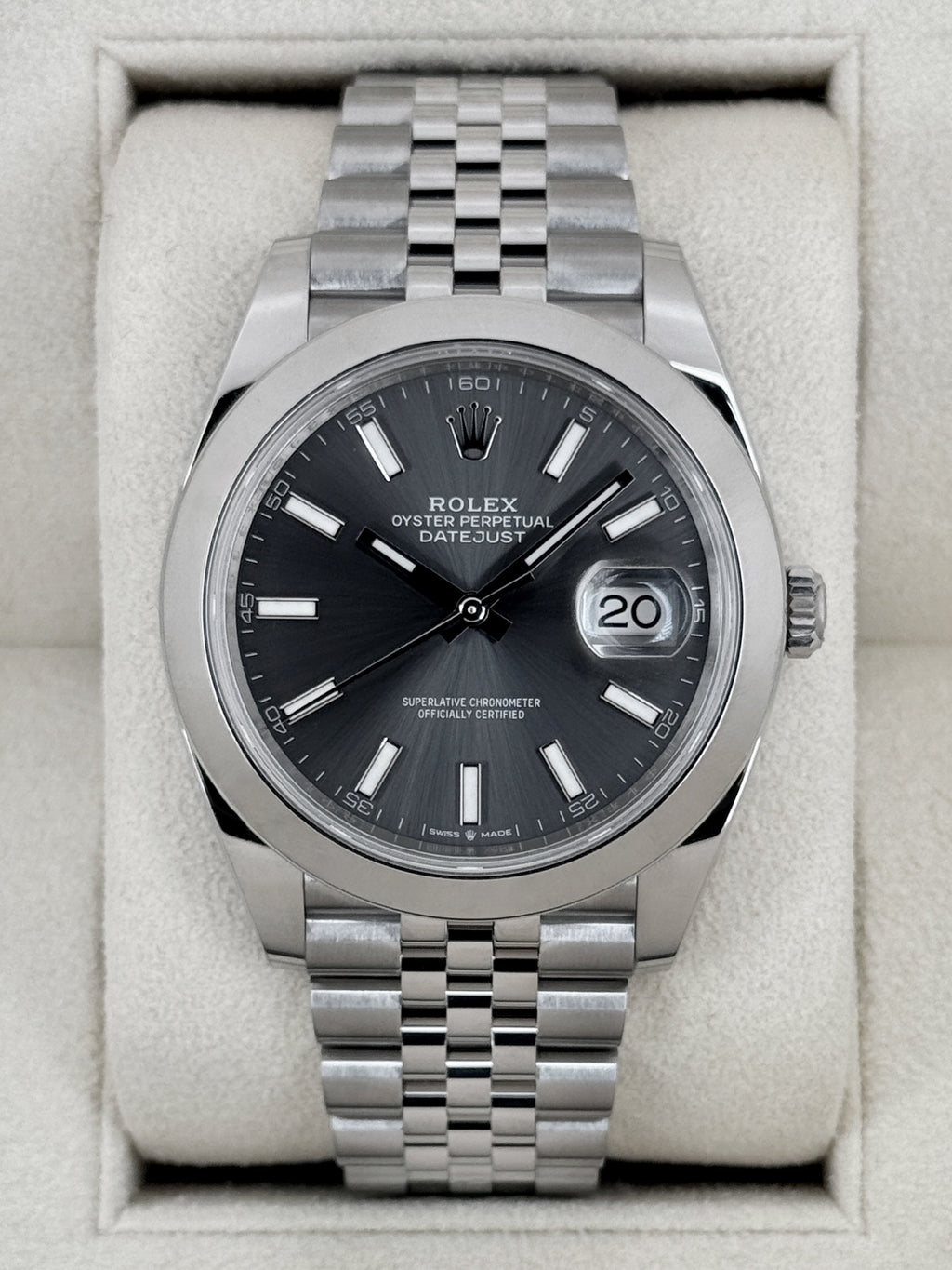2024 Rolex Datejust 41mm 126300 Stainless Steel Jubilee Rhodium Dial