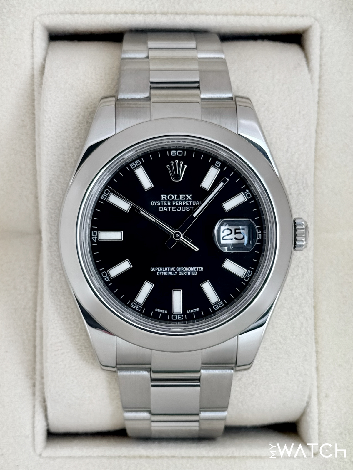 2014 Rolex Datejust II 41mm 116300 Stainless Steel Oyster Black Dial