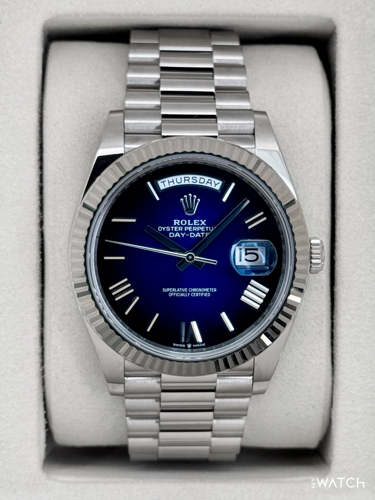 2025 Rolex Day-Date 40mm 228239 Presidential Blue Ombre Dial