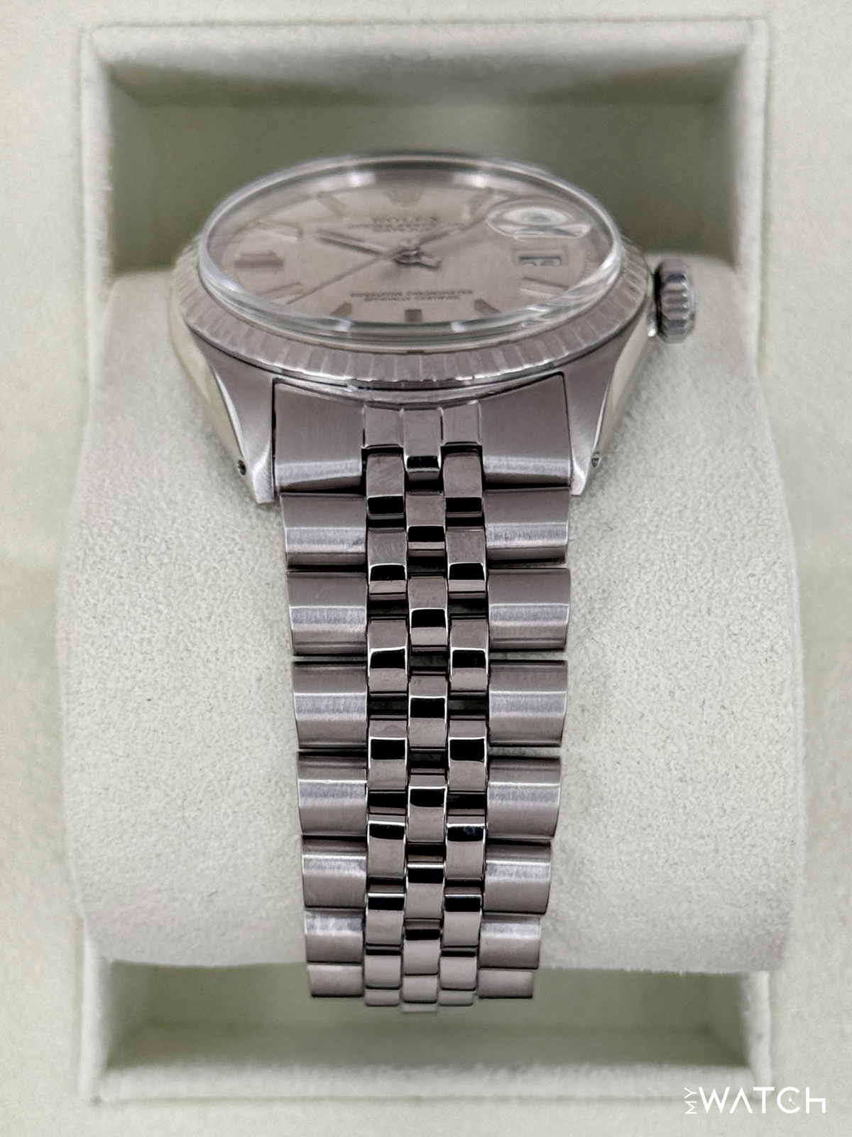 1970 Rolex Datejust 36mm 1603 Stainless Steel Jubilee Silver Linen Dial