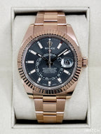 2019 Rolex Sky-Dweller 42mm 326935 Rose Gold Oyster Rhodium Dial