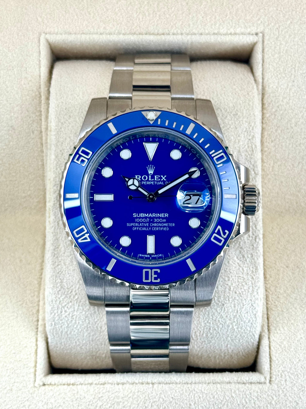 2018 Rolex Submariner "Smurf" 40mm 116619LB White Gold Blue Dial
