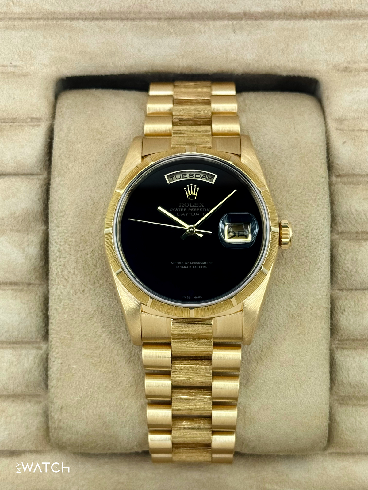 1998 Rolex Day-Date 36mm 18248 Presidential Black Onyx Dial (FRESH ROLEX SERVICE)