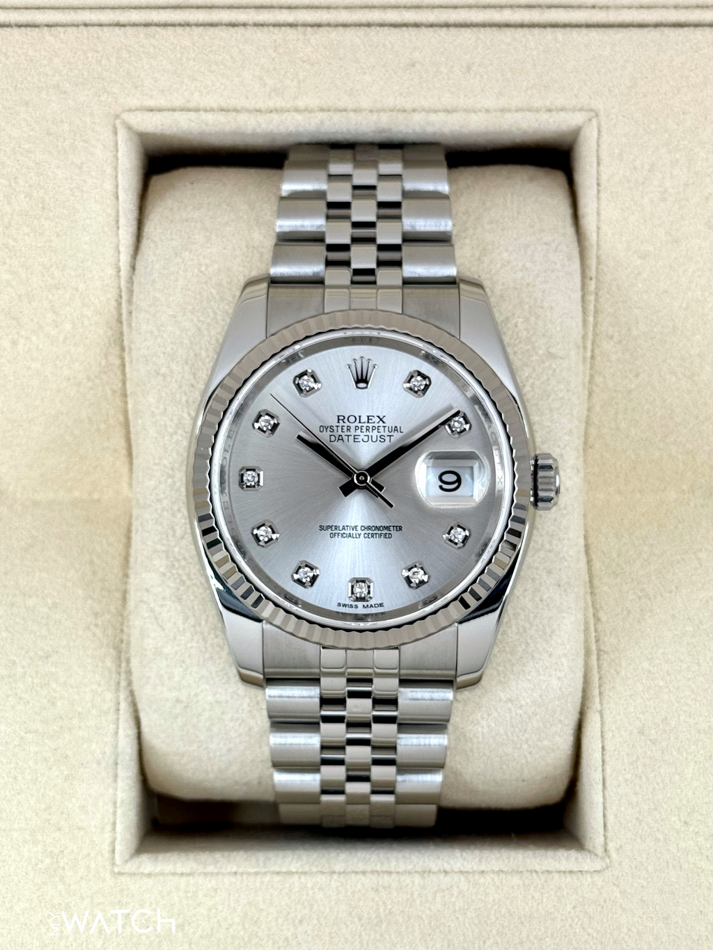 2017 Rolex Datejust 36mm 116234 Stainless Steel Jubilee Silver Diamond Dial