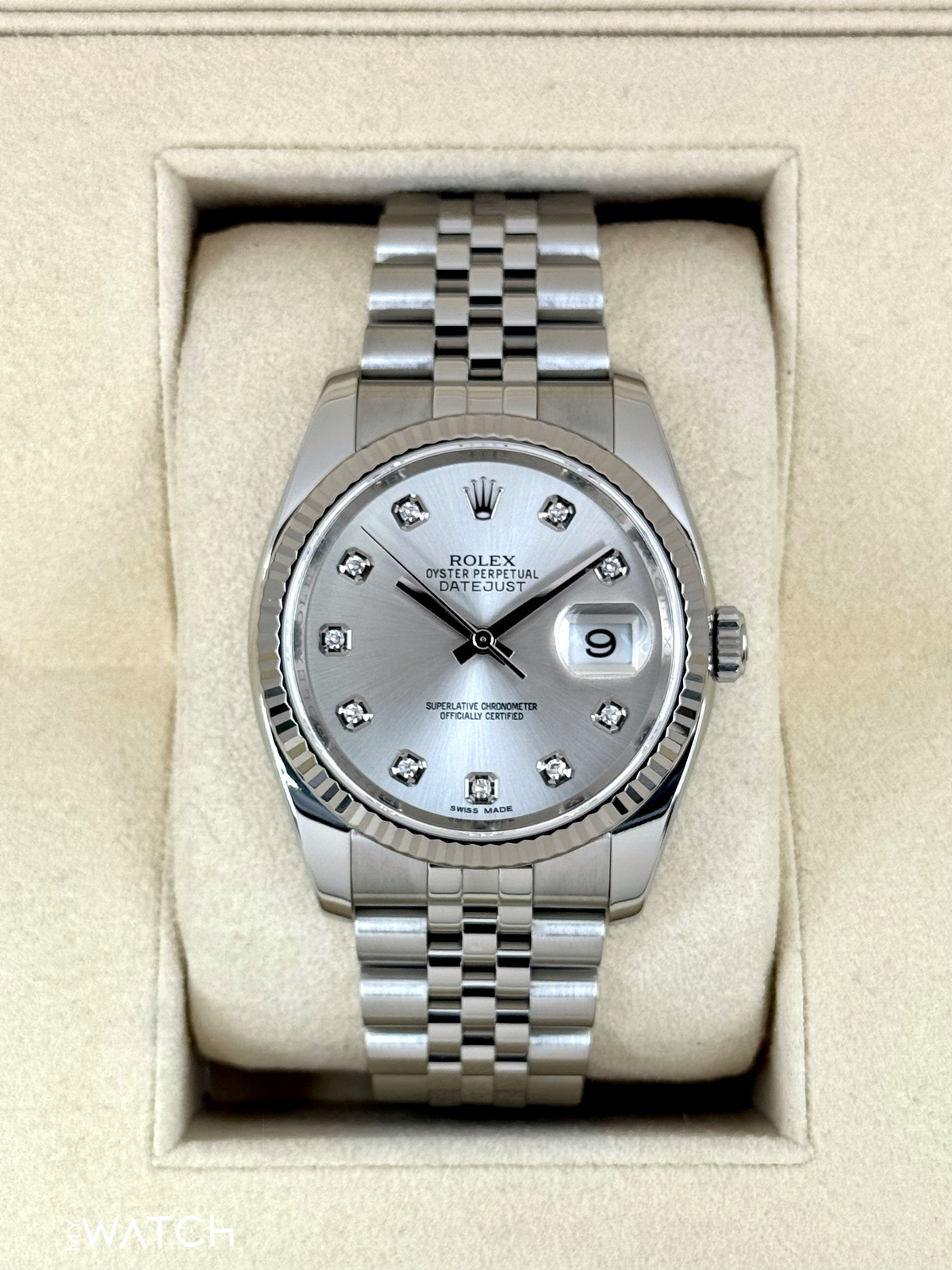 2017 Rolex Datejust 36mm 116234 Stainless Steel Jubilee Silver Diamond Dial