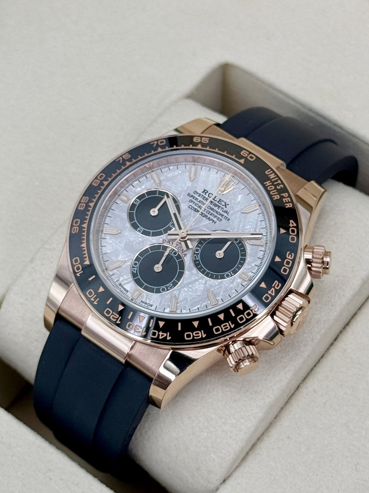 2026 Rolex Daytona 40mm 126515LN Rose Gold Oysterflex Meteorite Dial