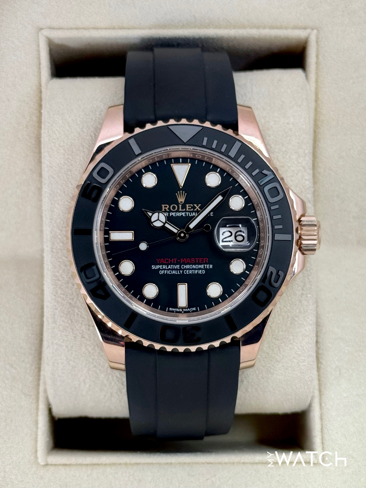 2016 Rolex Yacht-Master 40mm 116655 Rose Gold Oysterflex Black Dial