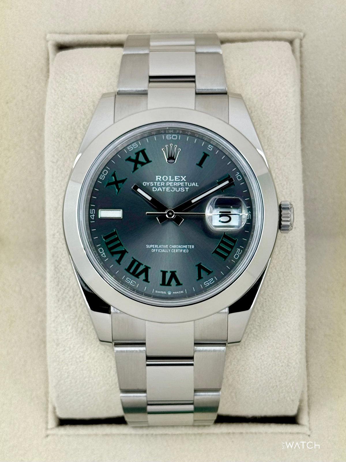 2021 Rolex Datejust 41mm 126300 Stainless Steel Oyster Wimbledon Dial