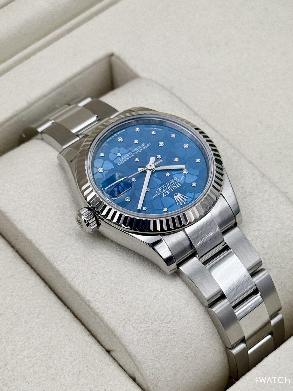 2025 Rolex Lady Datejust 31mm 278274 Stainless Steel Oyster Azzuro Blue Floral Dial