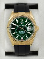2025 Rolex Sky-Dweller 42mm 336238 Yellow Gold Oysterflex Green Dial