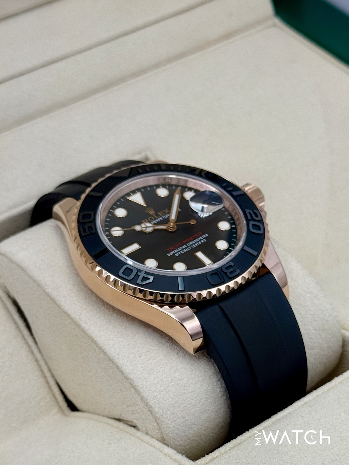 2016 Rolex Yacht-Master 40mm 116655 Rose Gold Oysterflex Black Dial