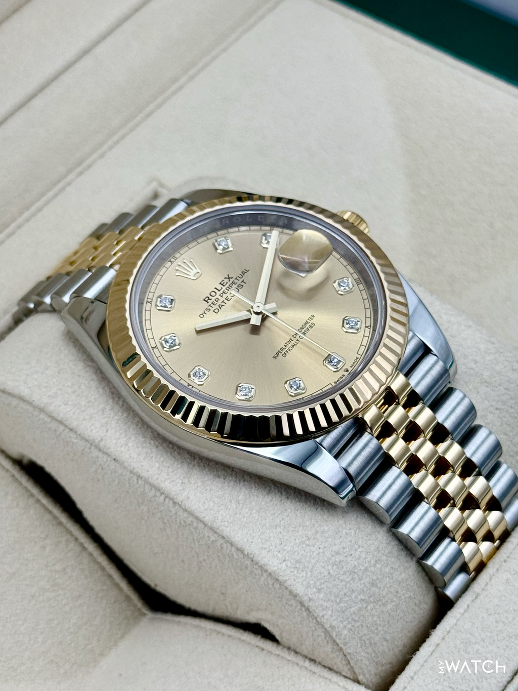 2022 Rolex Datejust 41mm 126333 Two-Tone Jubilee Champagne Diamond Dial
