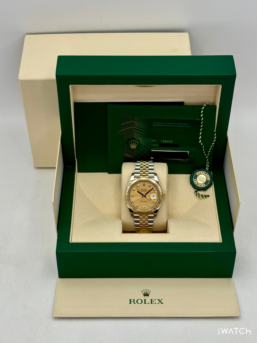 2022 Rolex Datejust 41mm 126333 Two-Tone Jubilee Champagne Diamond Dial