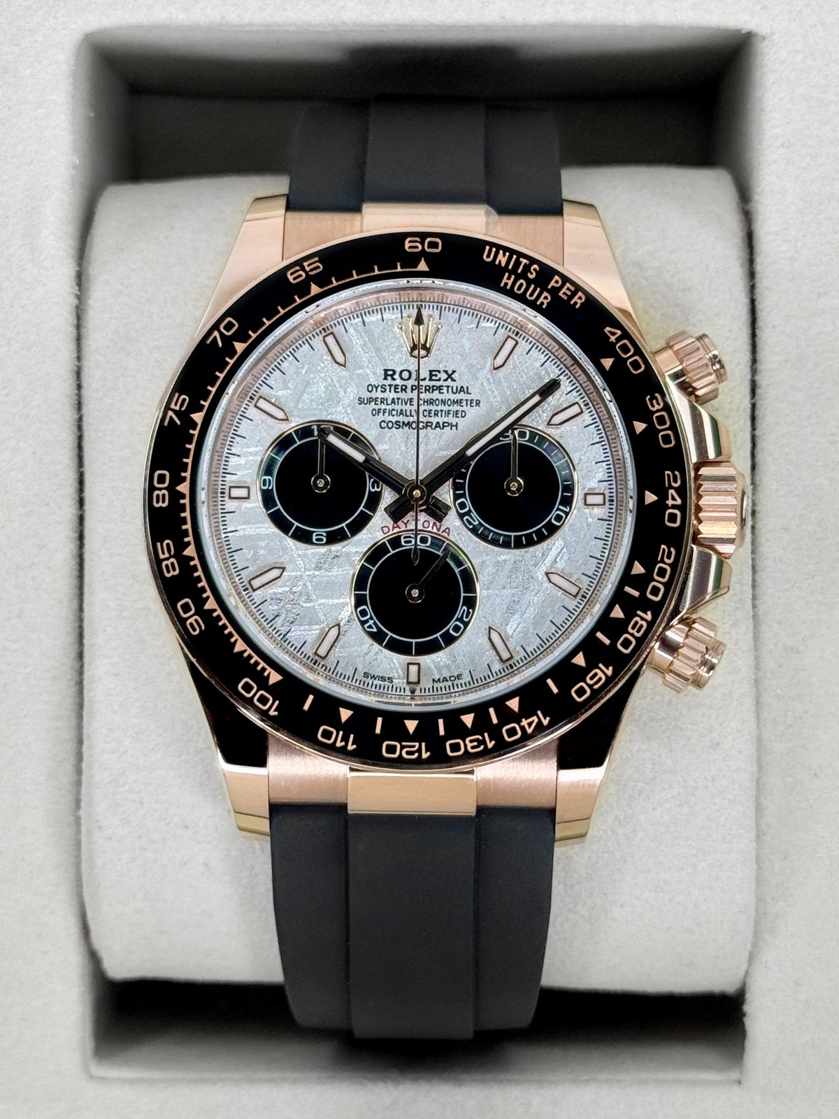 2026 Rolex Daytona 40mm 126515LN Rose Gold Oysterflex Meteorite Dial