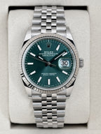 NEW 2026 Rolex Datejust 36mm 126234 Stainless Steel Jubilee Mint Green Dial