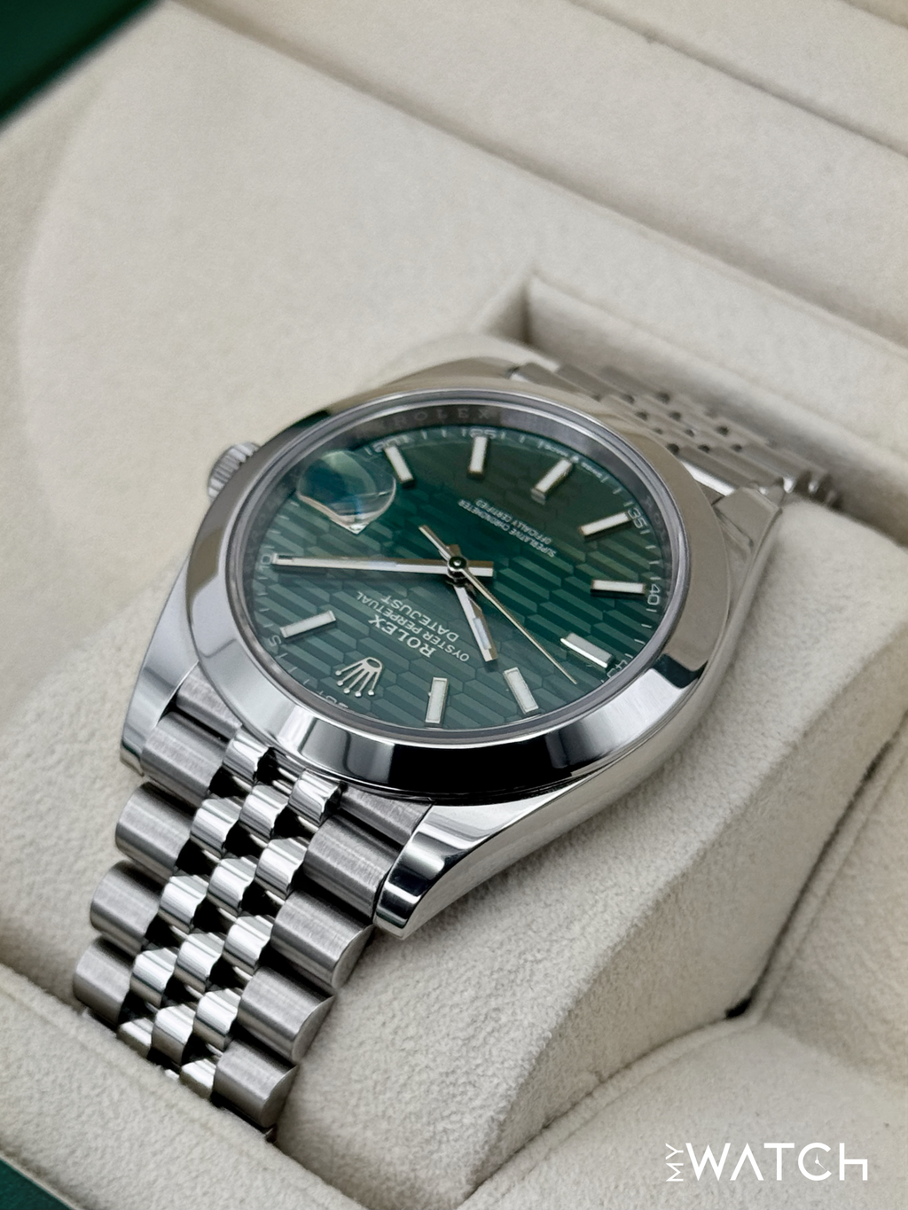 2023 Rolex Datejust 41mm 126300 Stainless Steel Jubilee Green Motif Dial