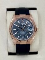 2025 Rolex Sky-Dweller 336235 Rose Gold Oysterflex Rhodium Dial