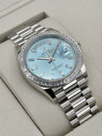 NEW 2026 Rolex Day-Date 36mm 128396TBR Ice Blue Roman Numeral Dial (NEW STYLE CARD)