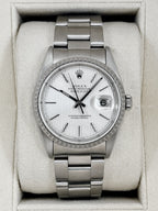 2004 Rolex Datejust 36mm 16220 Stainless Steel Oyster Silver Tapestry Dial (Collectors Set)