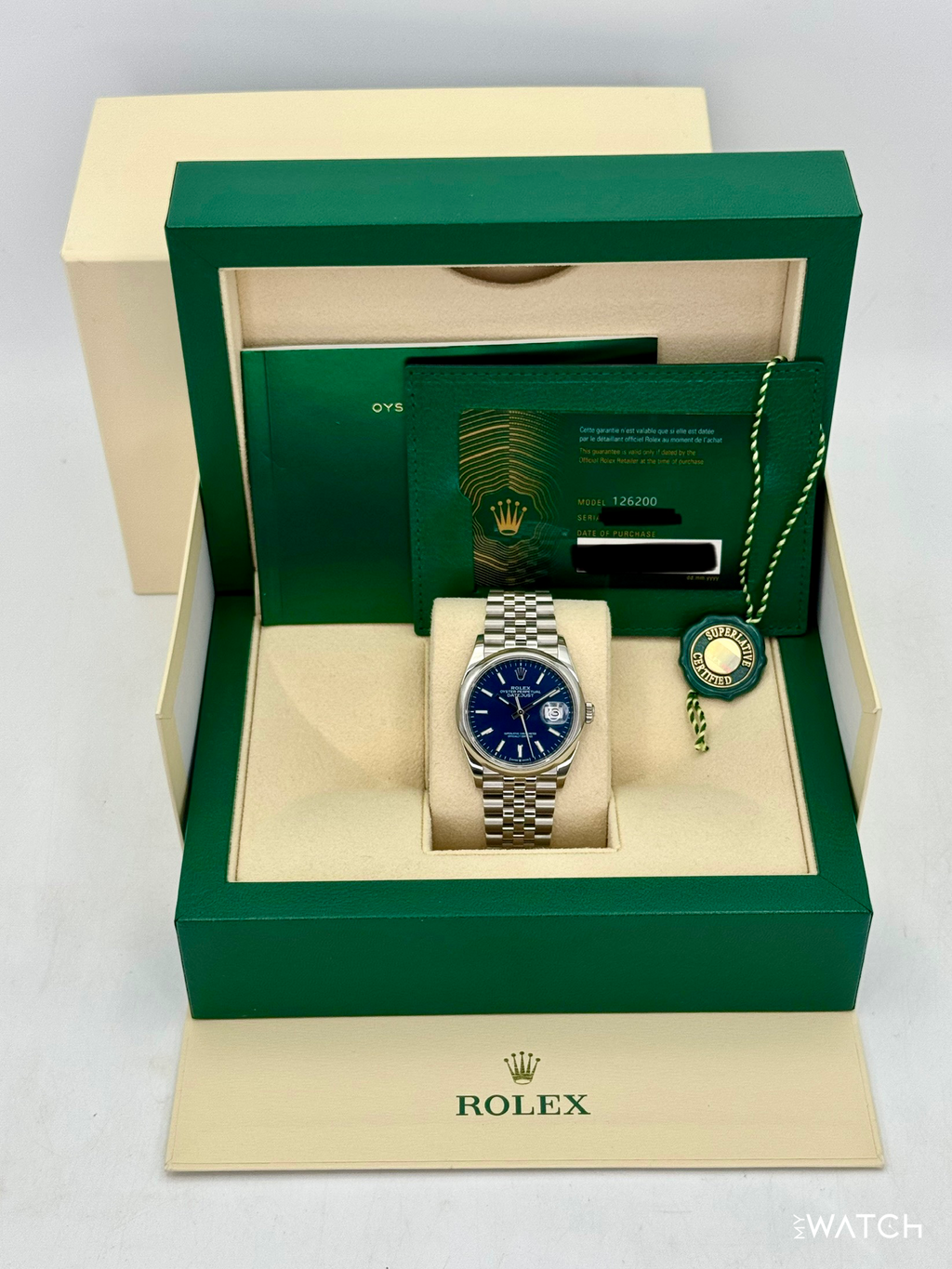 2024 Rolex Datejust 36mm 126200 Stainless Steel Jubilee Blue Dial