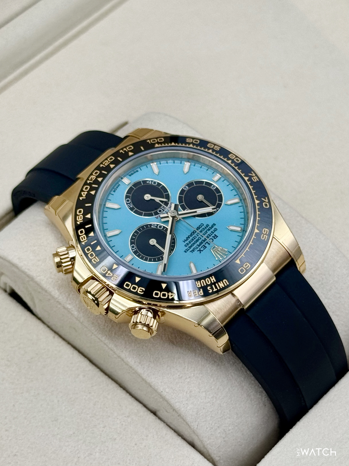 NEW 2026 Rolex Daytona 40mm 126518LN Yellow Gold Oysterflex Turquoise Dial (STICKERED)