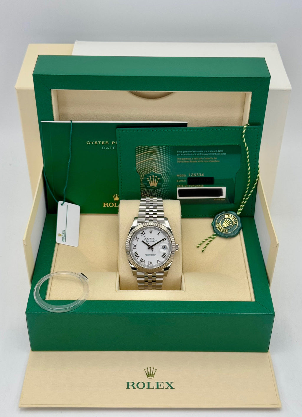 2022 Rolex Datejust 41mm 126334 Stainless Steel Jubilee White Dial