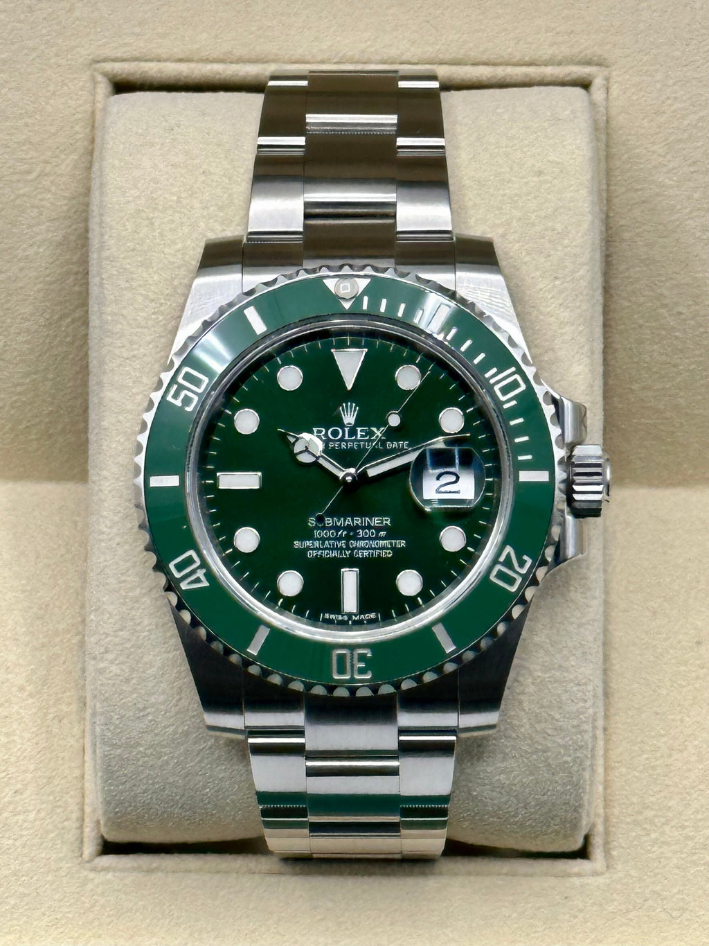 2015 Rolex Submariner "Hulk" 40mm 116610LV Green Dial